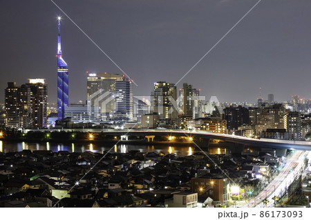 美しい福岡の夜景 夜の福岡タワー 美しい福岡の夜景 夜の福岡タワー 86173093