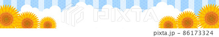夏、向日葵と入道雲のバナー、468x60 86173324