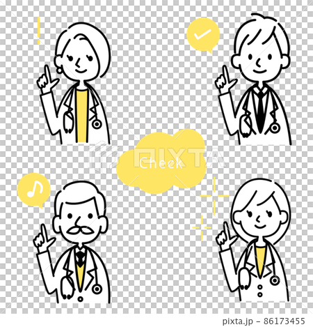 医者のシンプルなイラストセット　笑顔のベクター素材 86173455