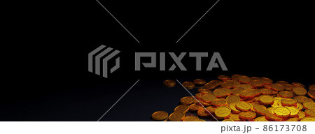Bitcoin Cryptocurrency Golden Coins on Gradient Background. Rendering from 3D. Bitcoin Cryptocurrency Golden Coins on Gradient Background. Rendering from 3D. 86173708