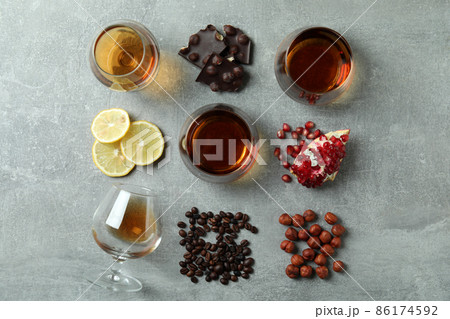 Concept of hard alcoholic drinks with cognac Concept of hard alcoholic drinks with cognac 86174592