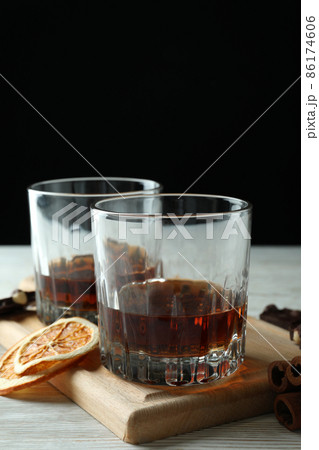 Concept of hard alcoholic drinks with cognac Concept of hard alcoholic drinks with cognac 86174606