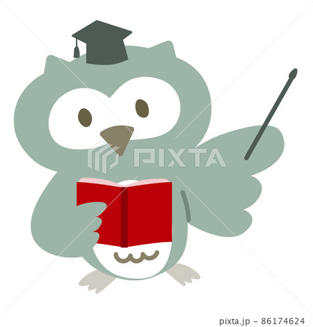 指し棒を持って説明しているフクロウ博士3 指し棒を持って説明しているフクロウ博士3 86174624