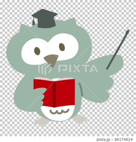 指し棒を持って説明しているフクロウ博士3 指し棒を持って説明しているフクロウ博士3 86174624