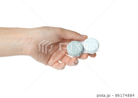 Concept of contact lenses isolated on white background Concept of contact lenses isolated on white background 86174884