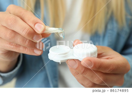 Concept of contact lenses for eyes, health care 86174895