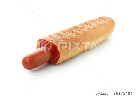 Tasty french hot dog isolated on white background 86175484