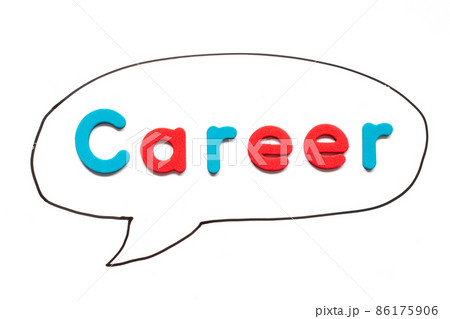 Alphabet letter with word career in black line hand drawing as bubble speech on white board background 86175906