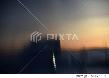 Striped blue polycarbonate in the rays of the evening sun 86176323