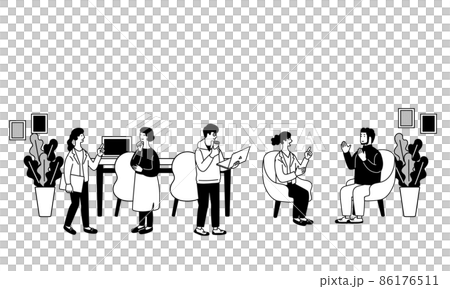 在免費地址辦公室工作的人的簡單插圖 在免費地址辦公室工作的人的簡單插圖 86176511