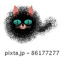 Stylized cat. Cute, adorable cat's face, creative halftone design isolated on white. 86177277