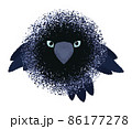 Stylized crow. Cute, adorable crow's face, creative halftone design isolated on white. 86177278