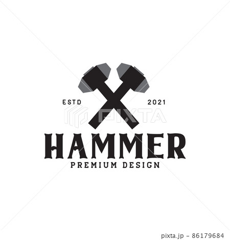 vintage cross hammer rock logo design vector graphic symbol icon illustration creative idea 86179684