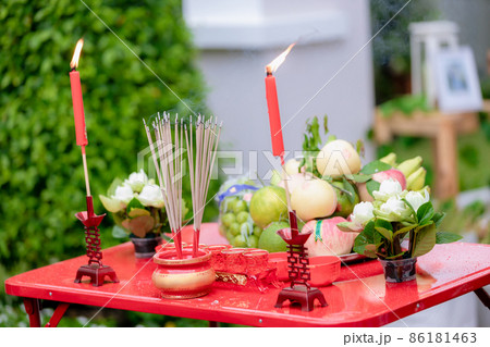Traditional Chinese offerings for Gods. Traditional Chinese offerings for Gods. 86181463