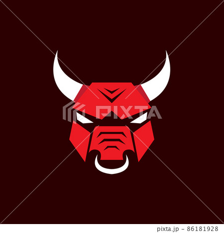 bull red face strong angry logo design vector graphic symbol icon sign illustration creative idea 86181928