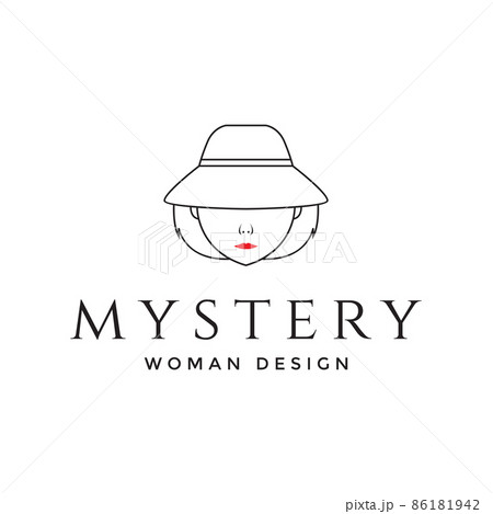 woman face with hat full logo design vector graphic symbol icon sign illustration creative idea 86181942