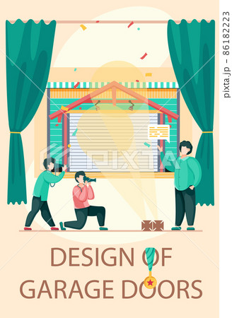 Man working with design of garage doors. Vehicle, transport storage space with automatic gates 86182223