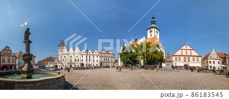 Tabor, Czech republic - 07 24 2021: historic Zizka Square 86183545