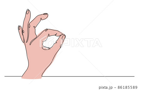 Okay, ok hand gesture. One continuous line art drawing vector illustration of arm 86185589