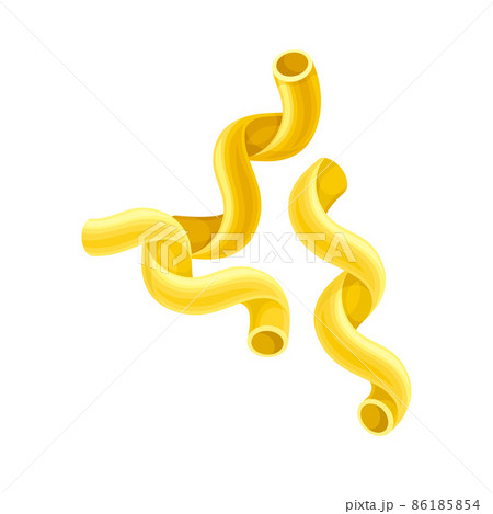 Cellentani dry pasta. Italian restaurant menu design vector illustration Cellentani dry pasta. Italian restaurant menu design vector illustration 86185854