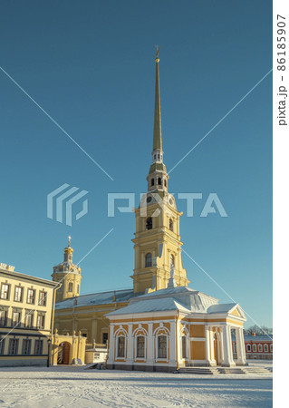Peter and Paul cathedral in St. Petersburg city, Russia 86185907