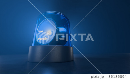 3d render blue emergency flasher with volume light 86186094