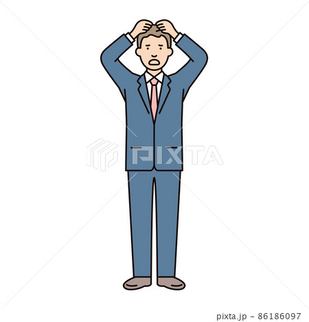人物_男性_スーツ_全身_頭を抱える 86186097