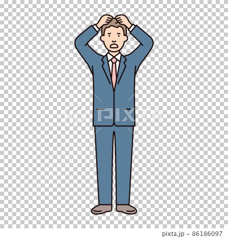 人物_男性_スーツ_全身_頭を抱える 86186097