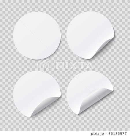 Paper round sticker with peeling corner and shadow Paper round sticker with peeling corner and shadow 86186977