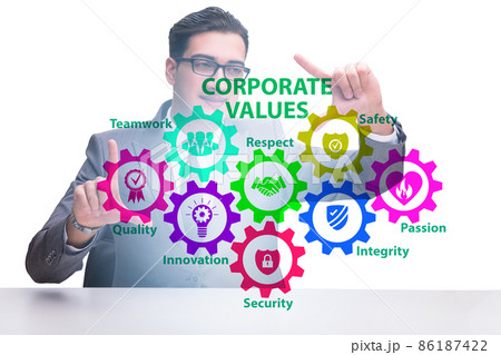 Businessman in the corporate values concept Businessman in the corporate values concept 86187422