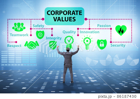 Businessman in the corporate values concept Businessman in the corporate values concept 86187430