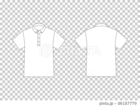 ボタンダウン Tシャツ 半袖 ポケット付き テンプレート 表裏 白 86187779