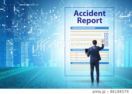 Filling in accident report in insurance concept 86188379