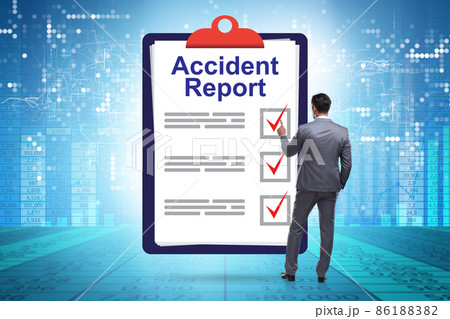 Filling in accident report in insurance concept 86188382
