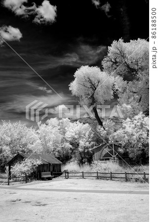 Infrared abandonded farm house Sedona Arizona Infrared abandonded farm house Sedona Arizona 86188500