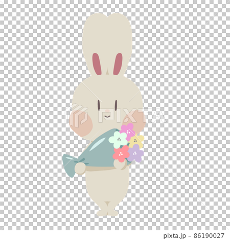 Illustration of a rabbit presenting a bouquet Illustration of a rabbit presenting a bouquet 86190027