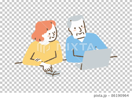 Seniors using computers and calculators 86190964