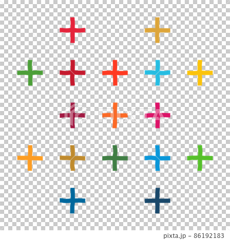 SDGsカラーの十字模様　カラフルな和柄パターン　ベクターイラスト 86192183