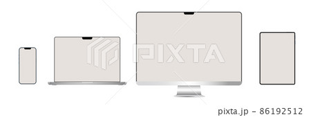 パソコンとスマホのイラストセット 86192512