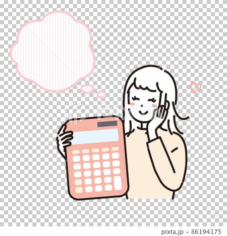 電卓を持ち、空想する女性のイラスト素材 86194175