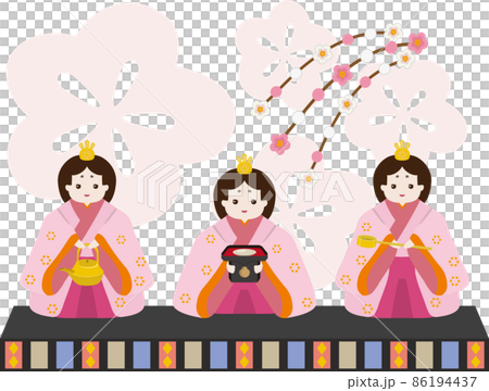 三人官女 背景付き 三人官女 背景付き 86194437