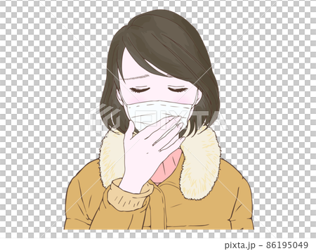 Female who caught a cold ② Hands on the mouth Female who caught a cold ② Hands on the mouth 86195049