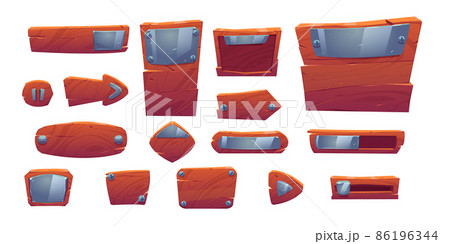 Wooden boards with metal plates for ui game Wooden boards with metal plates for ui game 86196344