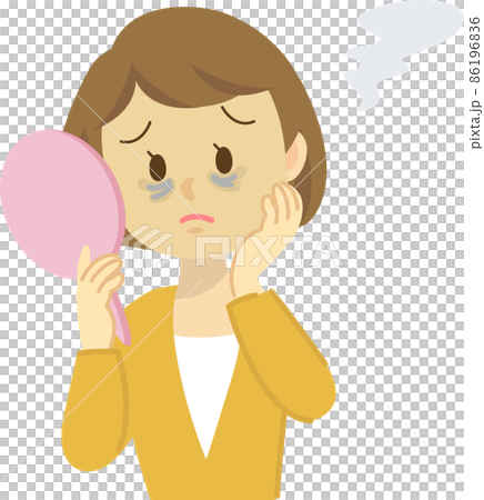 イラスト素材:肌トラブル 若い女性がお肌のくすみに悩む姿 上半身 イラスト素材:肌トラブル 若い女性がお肌のくすみに悩む姿 上半身 86196836