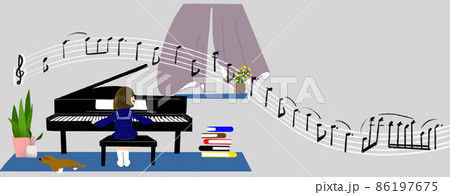 ピアノを演奏する人物のイラストのイラスト素材