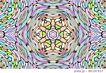 万華鏡風の対称的な幾何学模様 86197837