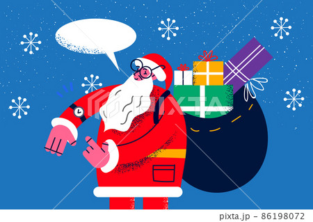 Santa Claus with presents deliver gifts on Christmas Santa Claus with presents deliver gifts on Christmas 86198072