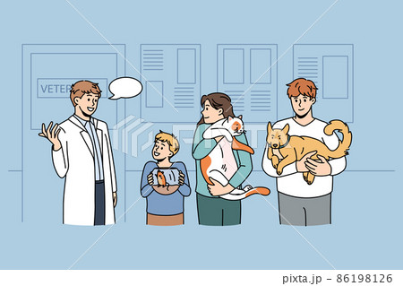 Working as veterinarian with animals concept 86198126