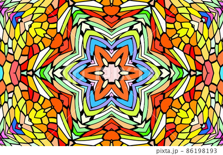 万華鏡風の対称的な幾何学模様 86198193