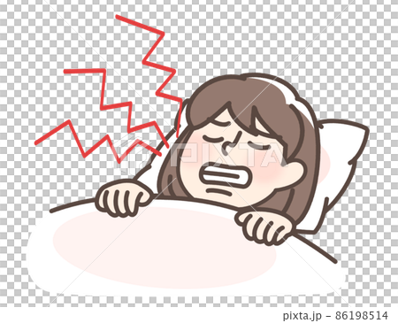 歯ぎしりをする女性 歯ぎしりをする女性 86198514